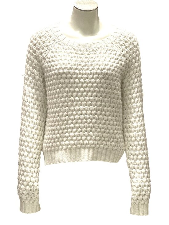 Forever 21 Sweaters - Forever 21 Size Medium White Waffle Knit Crop Top Casual Lounge Wear Cozy Vibe